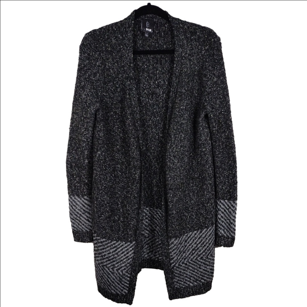 Bobeau Collection Black Charcoal Long Sleeve Open Front Cardigan Sweater Duster